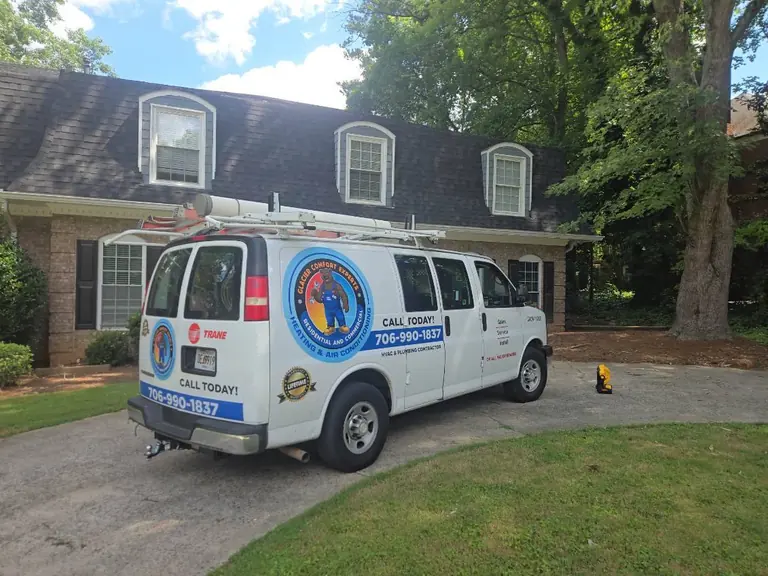 Glacier Comfort Experts service van parked at a customer home